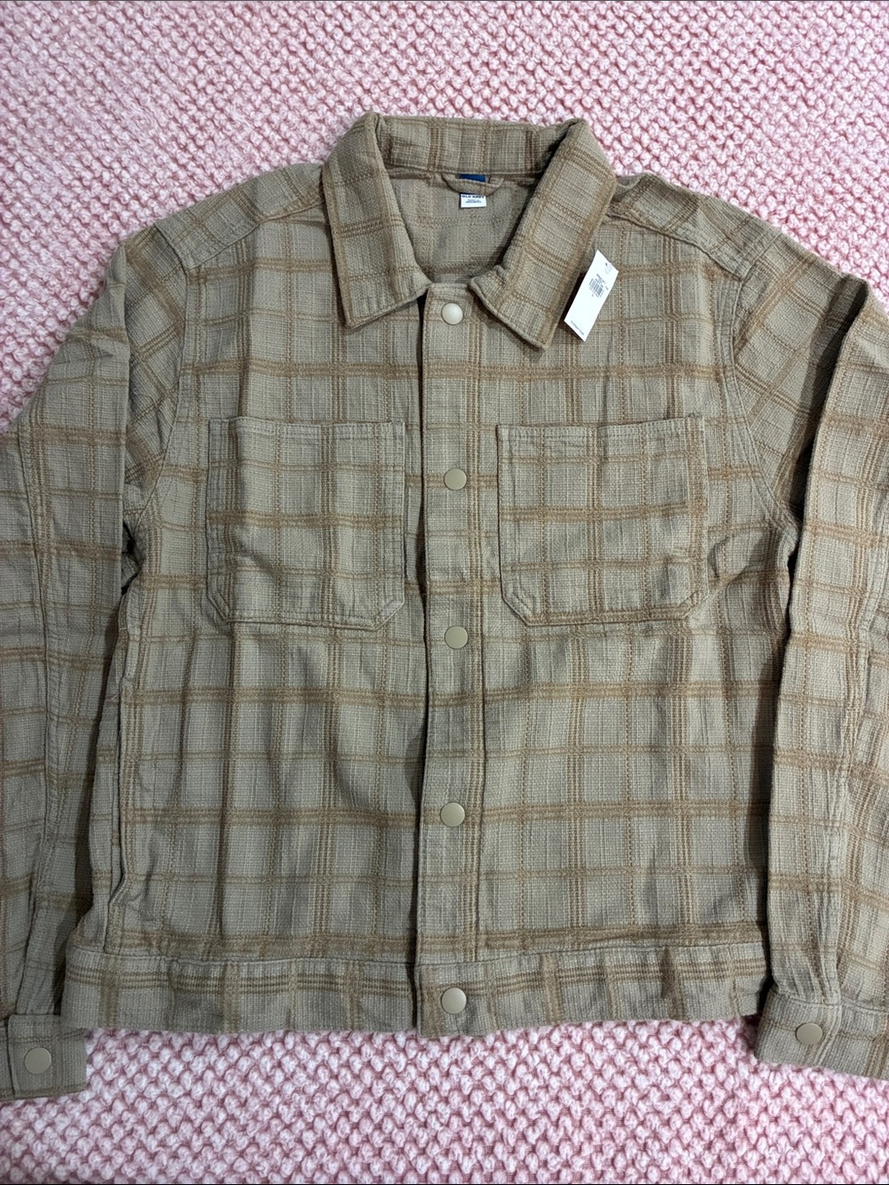 Old Navy Beige Plaid Lightweight Shirt Jacket NWT large or X-large